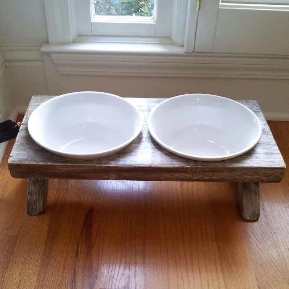 Handmade Dog Bowl Stand and Bowls